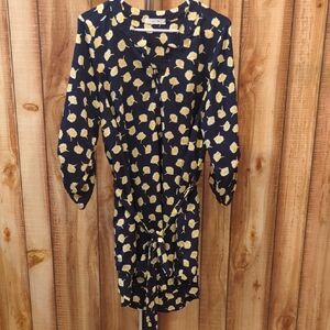 Modcloth JessyB Dark Blue Navy and Yellow floral Tunic Plus Size Top 2X
